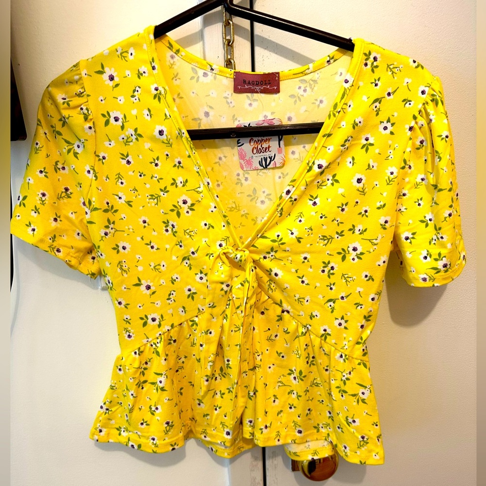 Yellow Floral Blouse Top